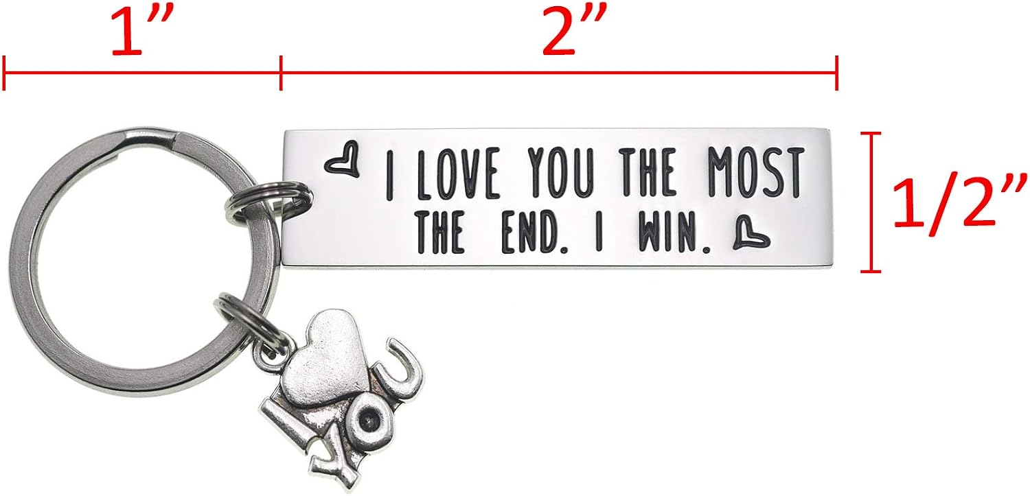 LParkin I Love You The Most The End I Win Love You More Mostest Keyring Couples Friendship Key Chain Cute Boyfriend Girlfriend Birthday Gifts for Him Her - Image 3