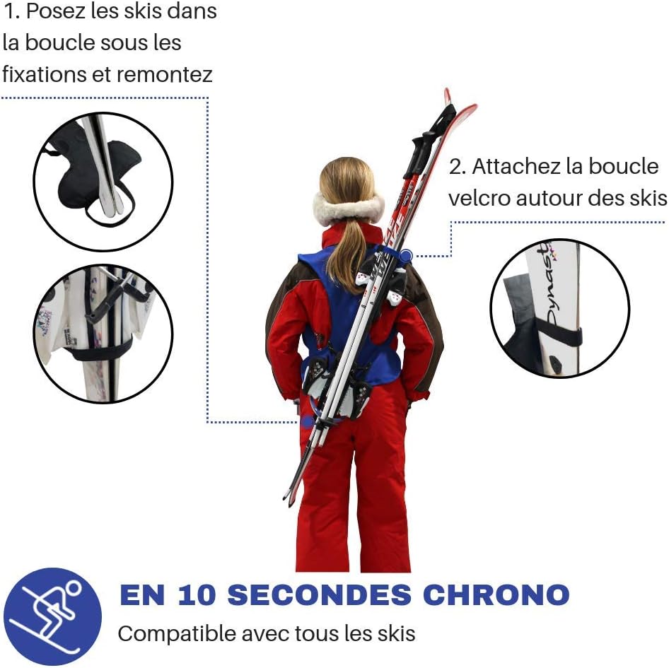 Wantalis Skiback Children's Ski- and Pole-Holder Blue blue Size:Jusqu'à enfant 1,30 m, Blue - Blue - Image 4
