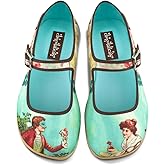 Hot Chocolate Design Women's Flat Shoes - Mary Jane Flat Dress Shoes with Adjustable Buckle-Strap, Cushioned Inner Sole with Arch Support and Non-Marking Rubber Sole