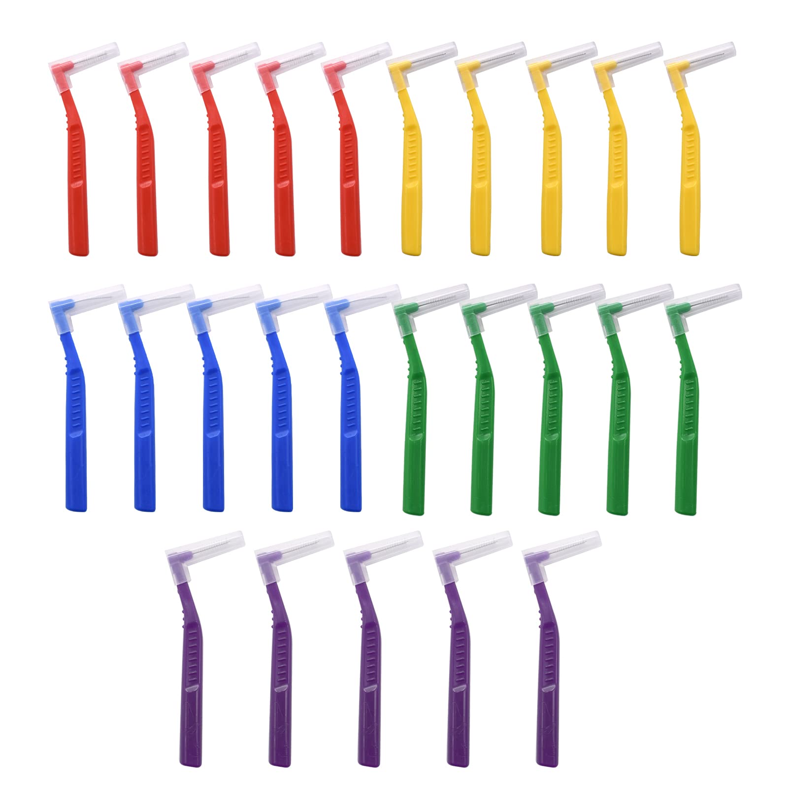 Interdental Brush, 25Pcs Dental Brushes for Between Teeth and Gums, Brush Micro Tight Cleaner, Plaque Removal (Red, Green, Blue, Yellow and Purple)