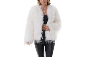 QUENTY PIELES QUENTY PIELIES Faux Fur Coat Women’s Jacket Shaggy Outwear Long Sleeve Warm Winter