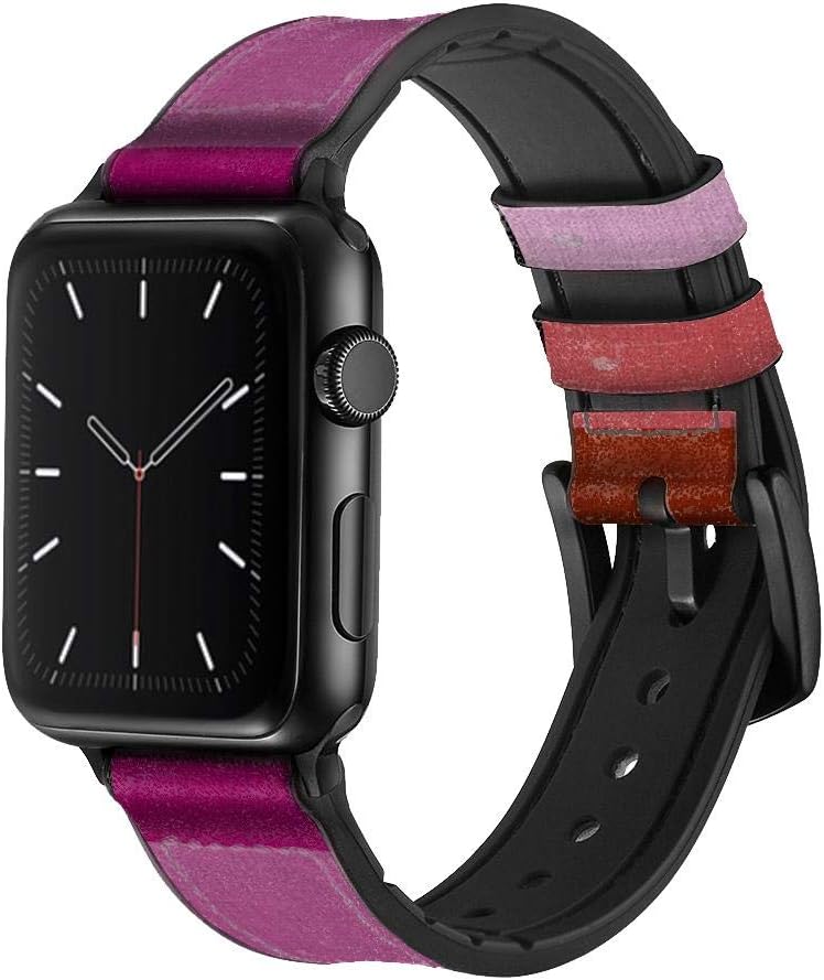CA0768 LGBT Lesbian Flag Leather & Silicone Smart Watch Band Strap for Apple Watch iWatch Size 42mm/44mm