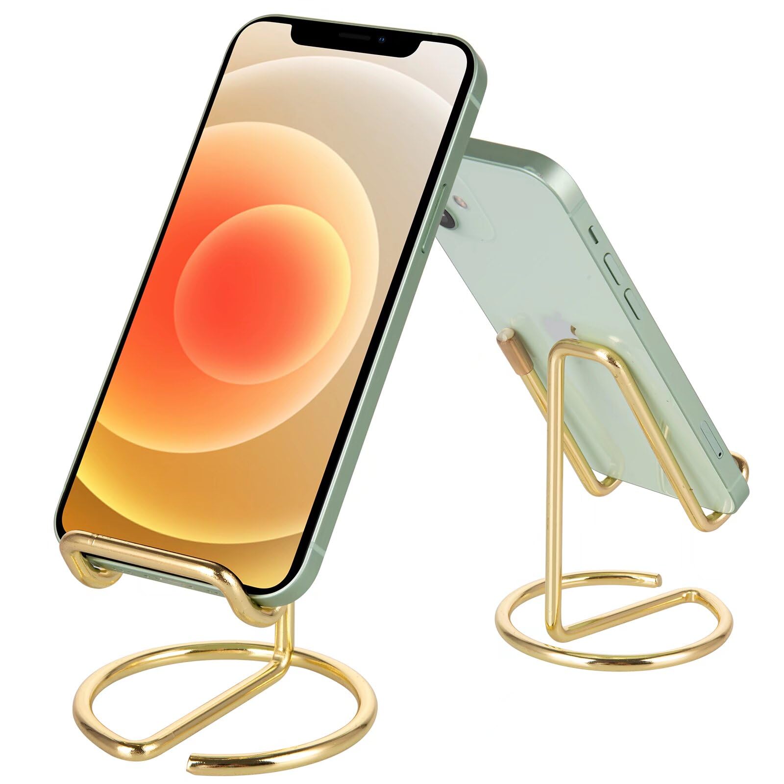 Photo 1 of ROPOSY 2 Pack Cell Phone Stand for Desk, Cute Metal Gold Cell Phone Stand Holder Desk Accessories, Compatible with All Mobile Phones, iPhone, Switch, iPad