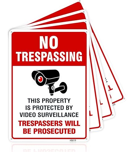 Warning 24 Hour Video Surveillance Sign - 18x18 Inches, 55 Mil HDPE, No Trespassing Security Sign, Made In USA - View #5