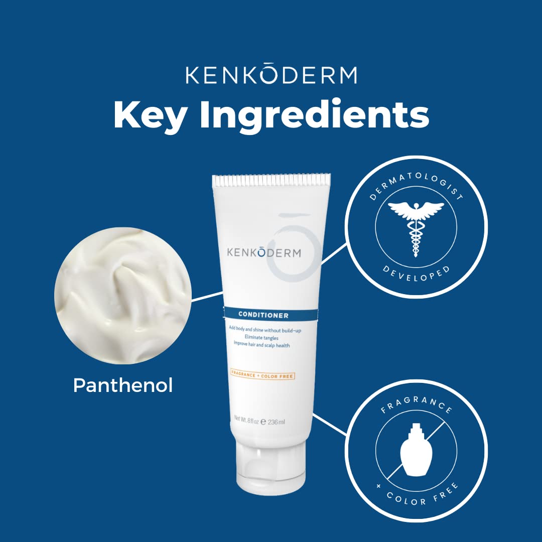 Kenkoderm Psoriasis Conditioner for Sensitive Hair & Skin with 3 Percent Salicylic Acid, Anti-Dandruff Deep Moisturizer for Itchy or Dry Scalp Relief, Color & Fragrance Free, 8-Ounce Tube