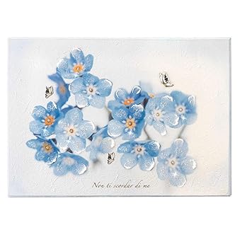 Quadro Fiori Non Ti Scordar Di Me Farfalle Argento Cristalli