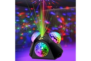KBJ Disco Ball Lights for Parties, Party Dj Lights 3 Magic Ball Sound Activated Strobe Stage Disco Dj Light with Remote Control for Home Karaoke Dance Birthday Wedding Club Party Decoration