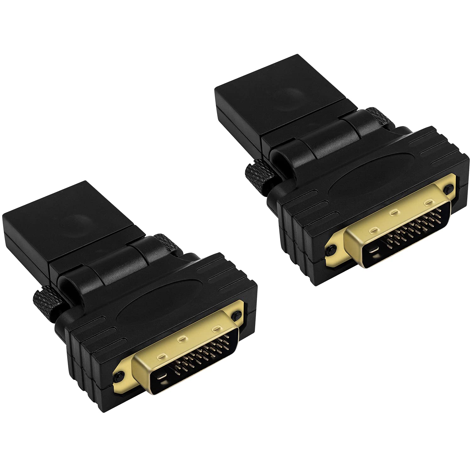 Duttek DVI to HDMI Adapters, 24+1 DVI to HDMI Adapter, 360 Degree Adjustable Rotation DVI Male to HDMI Female Adapters Converter With Gold-Plated Connectors Supports for PC, Laptop, HDTV (2 pack).