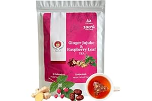 Eastrue Raspberry Leaf & Ginger Tea Blend Jujube Red Dates for Women's Moments,42 Tea Bags(210g),Traditional Caffeine Free Herbal Tea for Wellness,Ideal for Pregnancy & Postpartum,Organic,Non-GMO