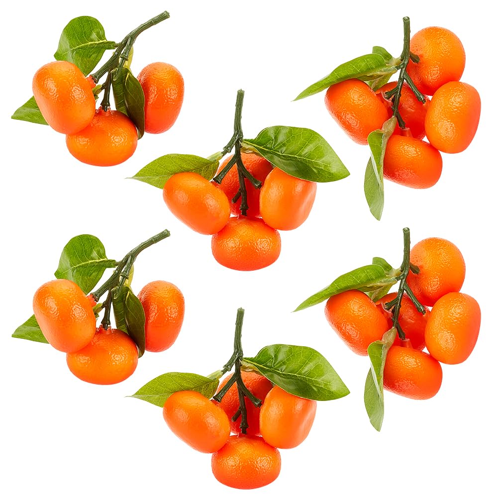 AHANDMAKER 6Pcs Artificial Oranges Lifelike Simulation Oranges Realistic Fake Fruits for Home Decoration Fake Mini Tangerine Orange for Home Party Kitchen Festival Decoration