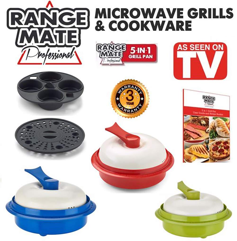 Range Mate Pro Deluxe Nonstick Microwave 5in1 Grill Pot/Pan Cookware SetAs Seen On TV Grill
