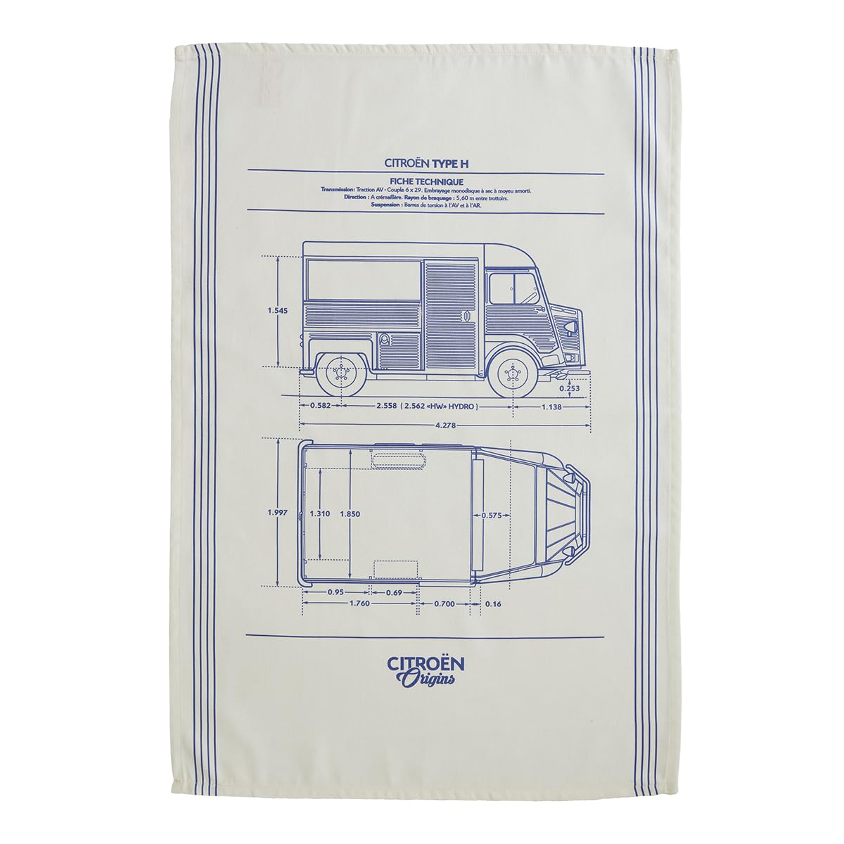 Coucke Printed Cotton Tea Towel, Citroen Type H, 50 x 75 cm