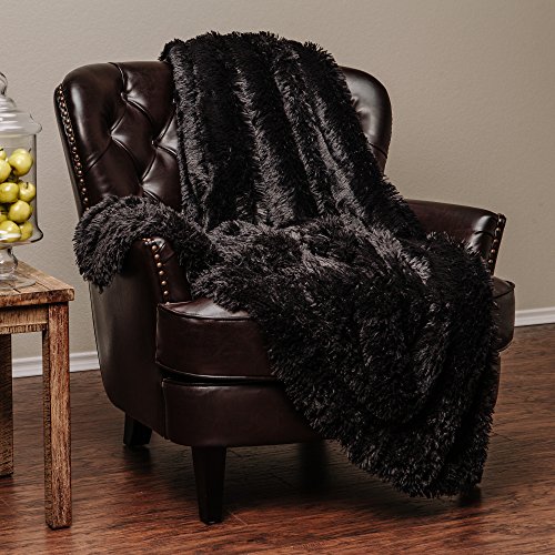 Chanasya Super Soft Fuzzy Shaggy Faux Fur Throw Blanket Chic Design