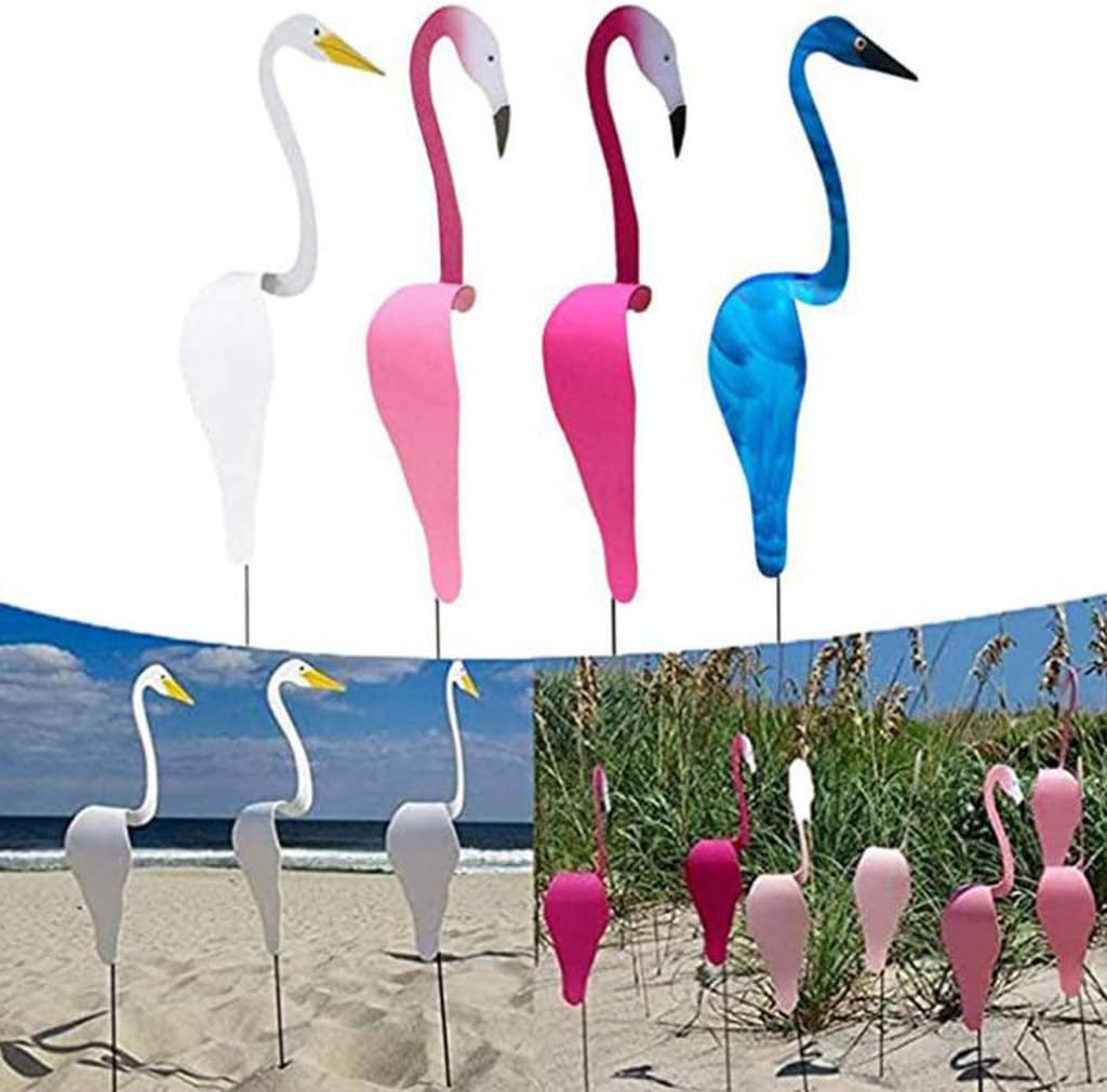 4Pcs Colored Swirling Bird, Whimsical Dynamic Bird Flamingo, Swirl Bird