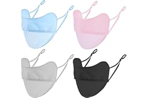 Heclia UV Sun Protection Face Mask UPF 50+ 4 PCS Reusable Outdoor Face Covering with Ear Loops Neck Gaiter Mask Scarf Sunscreen Windproof Breathable Facial Shield for Women and Men Running Sports