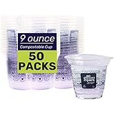 SoGreenPack Eco-Friendly PLA Compostable 9oz Cups (50 Pieces) Biodegradable Disposable Party Cups for Drinks, Snacks & Desserts