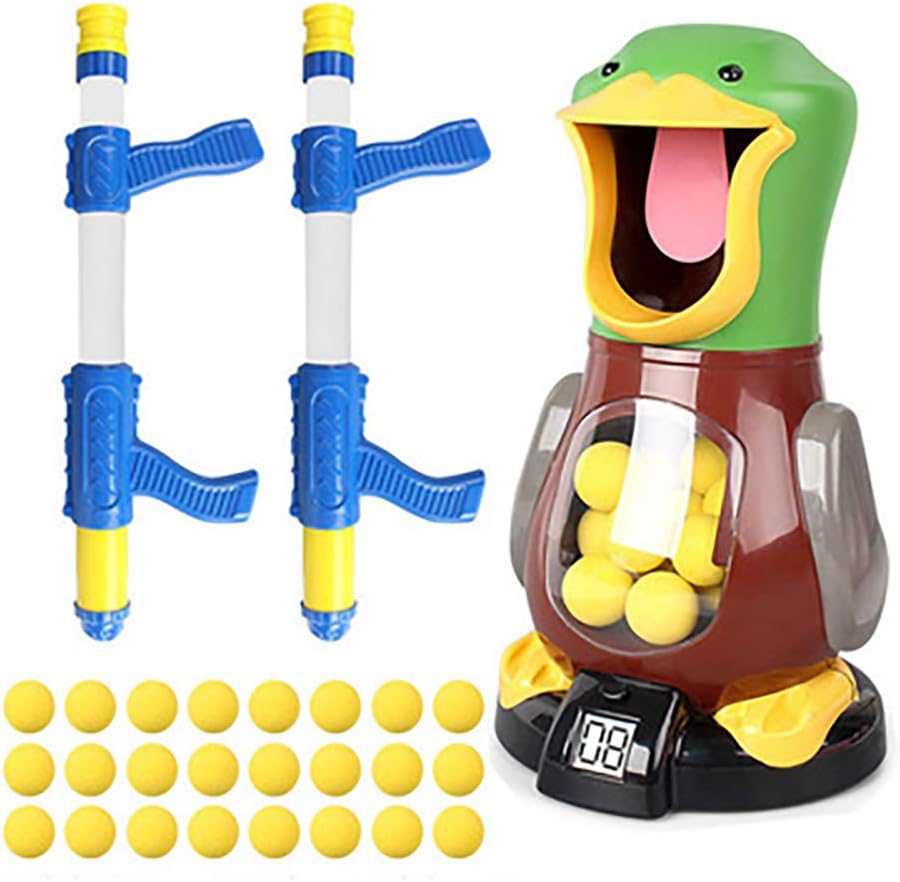 ONLOVE Hit me duck children toy gun boy shooting target grab toy shooting parent-child interaction aerodynamic soft bullet gun (Two guns)