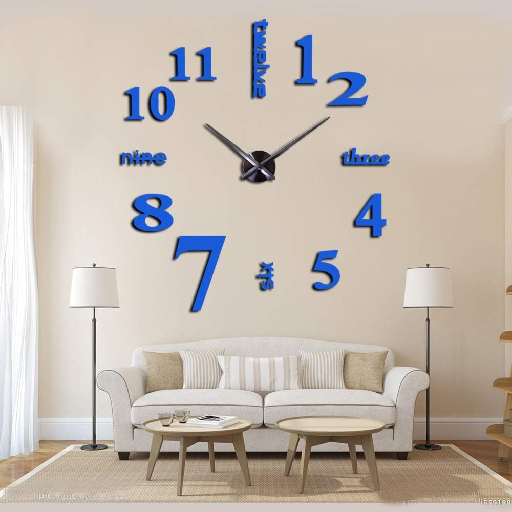 FASHION in THE CITY Wall Clocks Silent Non-Ticking Movement Wall Decoration Home/Office/Hotel/Bar/Restaurant/Classroom Clocks (BIG7-Blue)