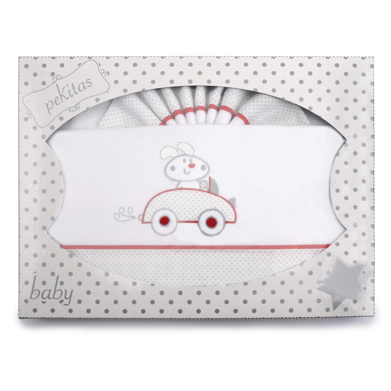 Pekitas SFminiC18MOD4-GR 3-Piece Baby Flannel Sheet Set for Mini Cot, 80 cm Length x 50 cm Width, Grey, Unisex