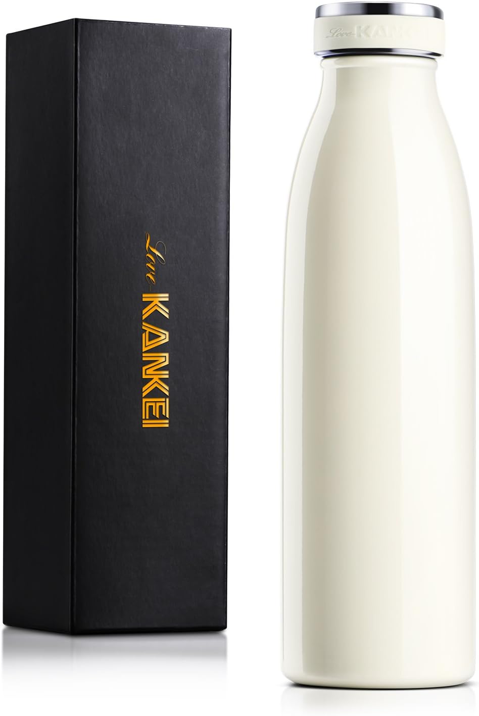 Love-KANKEI Water Bottle Vacuum Insulated Bottle 500ml/24hrs Cold, Stainless Steel Double Walled and BPA Free