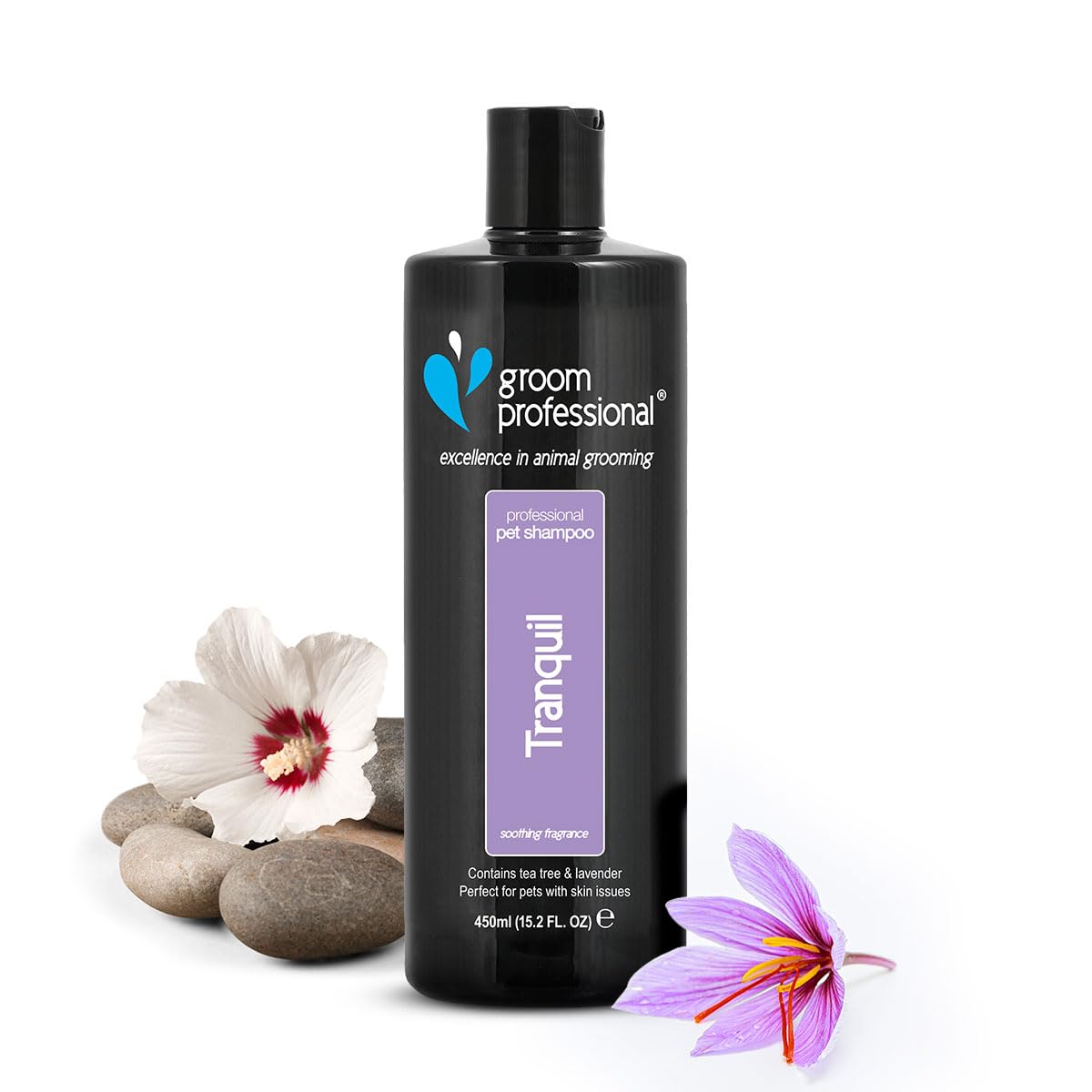 GROOM PROFESSIONAL Tranquil Dog Shampoo - Soothing Anti-Itch Formula with Tea Tree & Lavender - Calms, Cools & Relieves Itchy, Irritated Skin - Deep Cleansing & Removes Odour from Smelly Dogs, 450ml