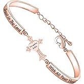 BEKECH Christian Bracelet Gifts for Women Trust in The Lord Proverbs 3:5-6 Bible Verse Bracelet Religious Jewelry for Women