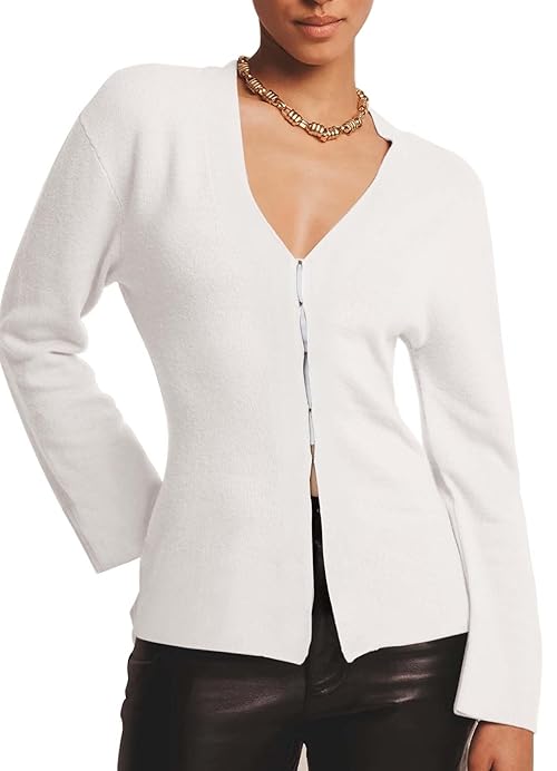 TZLDN Sweater Blazer for Women Knit Blazer Open Front Long Sleeve Cardigans Dressy Work Casual Fall Winter White S