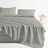 LONAVA 100% Viscose Derived from Bamboo Queen Sheet Set Grey, 4 Pieces Soft Cooling Bedding with Deep Pocket UP to 16", Silky Smooth, Organic & Breathable, Breathable Bed Sheets