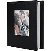 RECUTMS 100 Photo Album for 4x6 100 Small Photos Black Premium Leather Cover Inner White Page Vertical Photo Book for Family Wedding Graduation （Black）