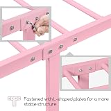 Yaheetech 3ft Single Metal Bed Frame Platform Bed Pink with Scroll Headboard view 6