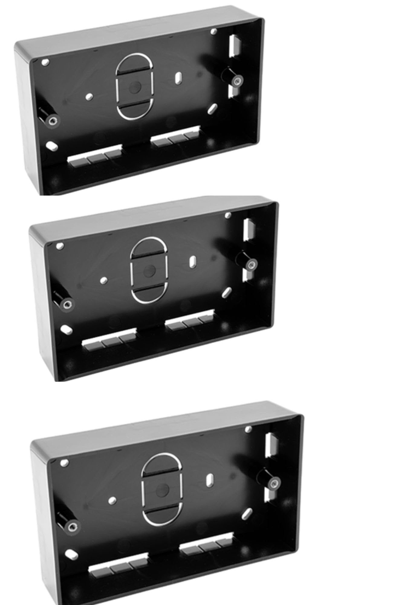 Surface Mounted Electrical pattress Box, Double Installation, Black 2 Gang (3 PACK)