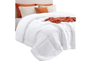 Bedsure Comforters King Size - Duvet Insert Contrast Down Alternative Comforter Quilted All Season Duvet with 8 Tabs, Machine Washable, Gifts for Women, White, King 90 x 102 Inches