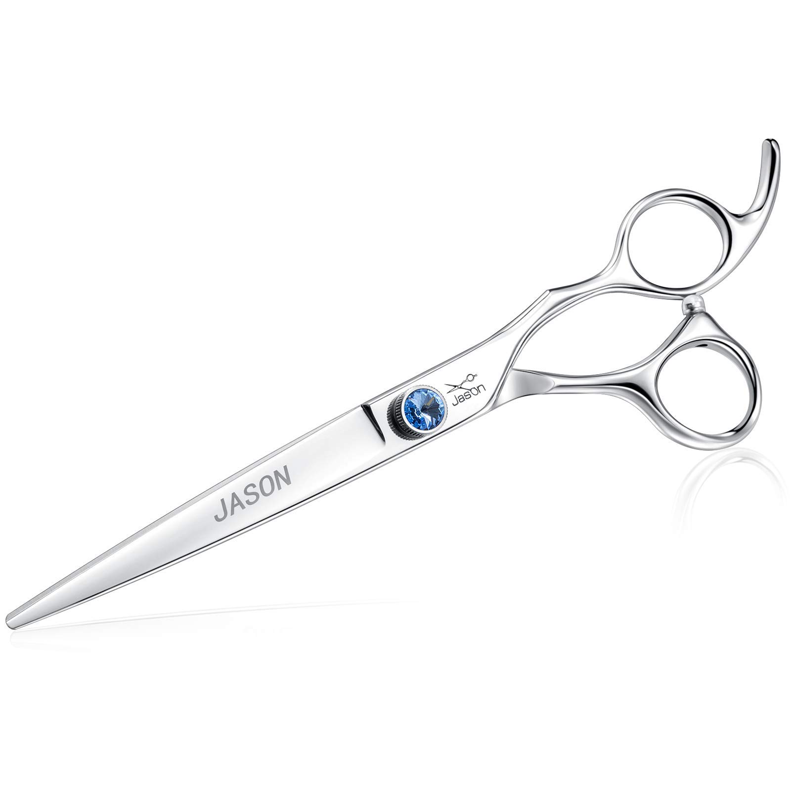 JASON 7" Straight Dog Grooming Scissors Ergonomic Pets Grooming Shears Premium Cats Trimming Kit with Offset Handle and Jewelled Screw