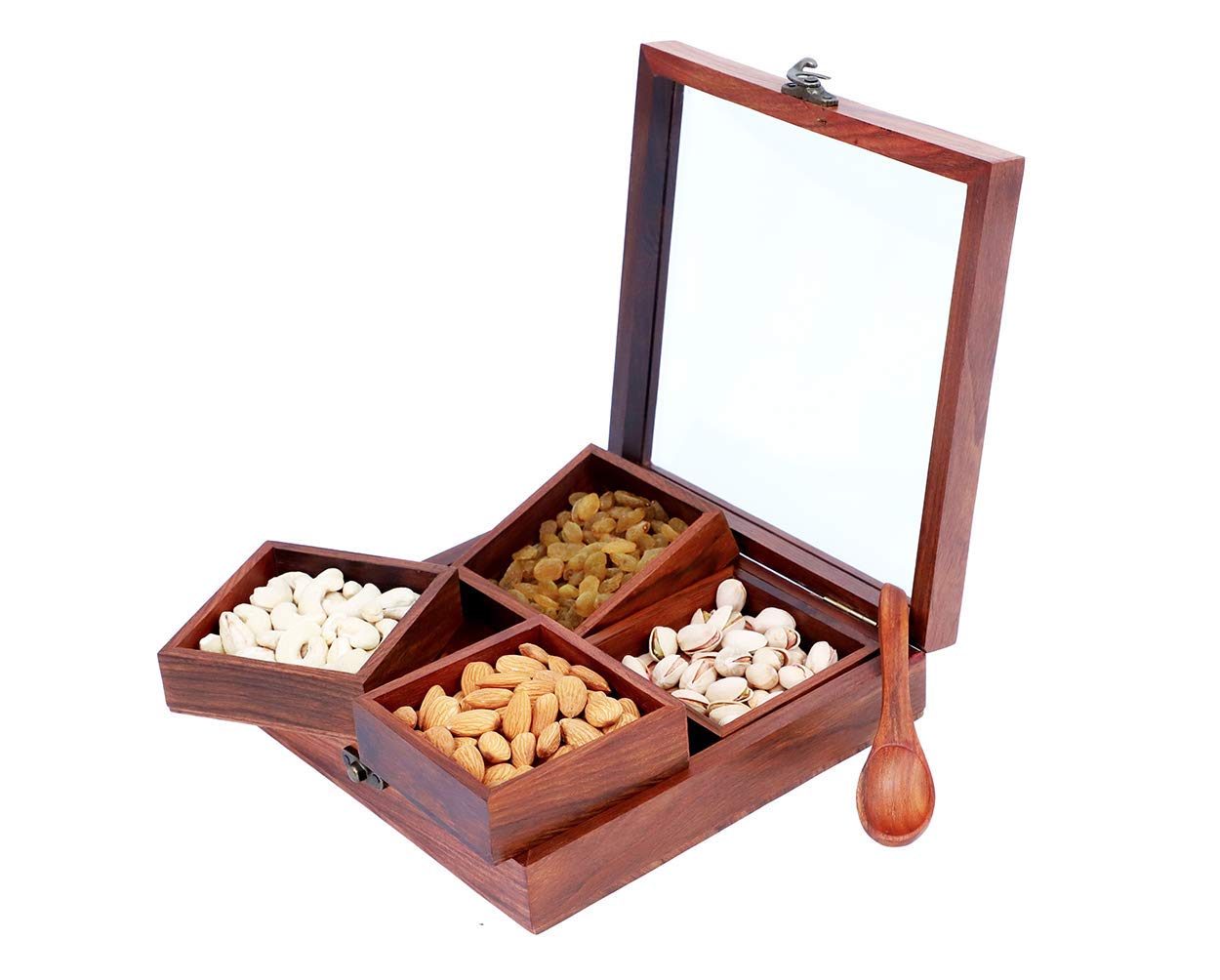 Buy CH (Calvin Handicrafts) Dry Fruit Box Wooden Box with 4 Removable