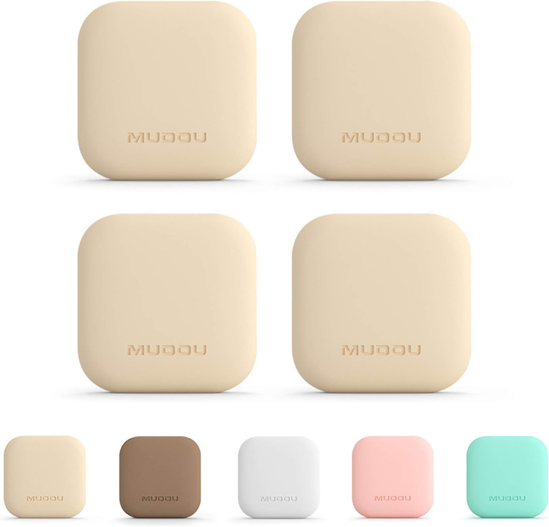 HEFUTE Thickened Square Door Stopper Wall 4 Pack Door Bumper Buffer for Wall Protection Durable Self Adhesive Silicone Paste(Light Brown)