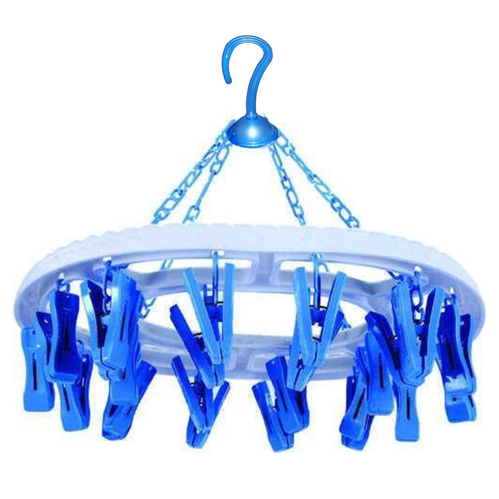 Funeiko Plastic Round Cloth Drying Hanging Hanger with 18 Clips/pegs