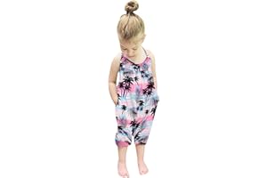 Lindanina Baby Backless Strap Slouch Jumpsuit for Toddler Girls Cute Harem Halter Romper Pants with Pockets