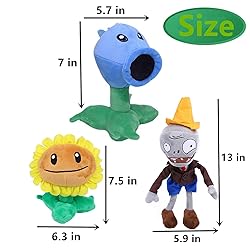 JHESAO 3 PCS Plants and Zombies Plush Conehead