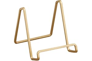 Tripar 4-Inch Metal Gold Plated Square Book Holder/Stand, Wire Mini Easel, Small Photo Stands for Table, Display for Picture 