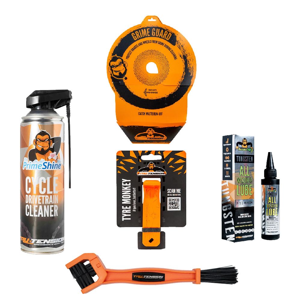 Tru-Tension | Tyre Monkey & Grime Guard Bundle | Suitable for all Road, Mountain & Race Bikes | Bicycle Tools & Accessories | 5 Piece Bicycle Kit