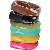 CUHBIV 6 Pcs Acrylic Resin Chunky Bangle Bracelets for Women, Colorful Glass Bracelets Vintage Wide Irregular Geometric Plastic Bracelet for Women Jewelry