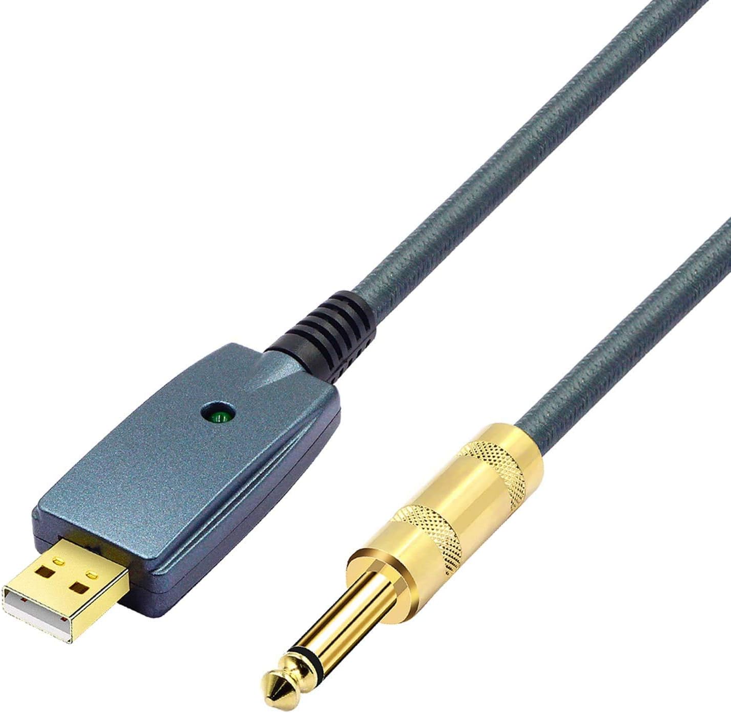 MeloAudio de USB a Cable de Guitarra, Interfaz USB Male a Jack de 6
