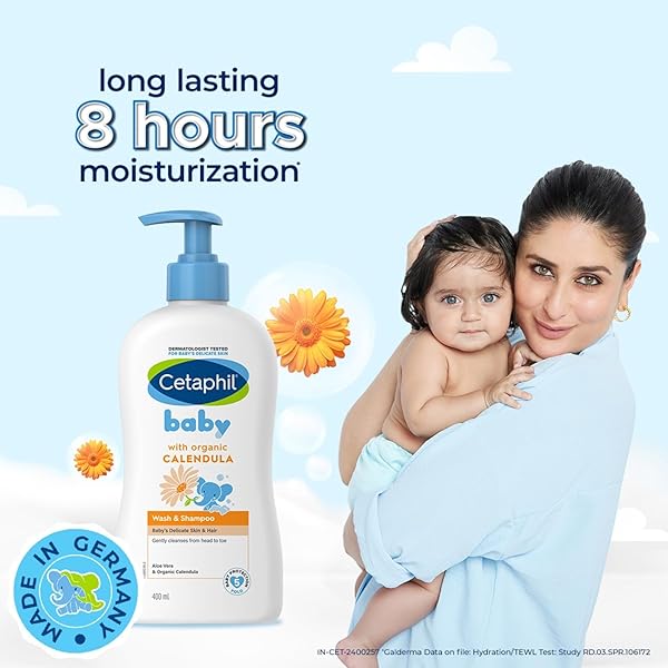 CETAPHIL BABY WASH & SHAMPOO ,TEAR FREE, PARABEN, COLORANT AND MINERAL OIL FREE, 13.5 FL. OZ (PACKAGING MAY VARY)