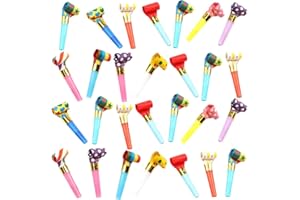 ANZTQIUU 56 Pieces Party Blowers, Noisemakers Funny Party Blowouts Squawkers Colorful Birthday Blow Horns Whistles Party Favors New Years