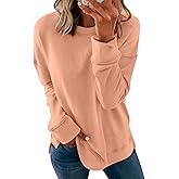 Dokotoo Women's Casual Crew Neck Sweatshirt Loose Soft Long Sleeve Pullover Tops