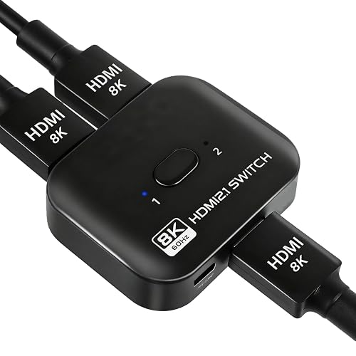 Switch Splitter 8k@60hz HDMI Switch Splitter 2 in 1 Out, 2x1 Auto Bi-Directional HDMI ...