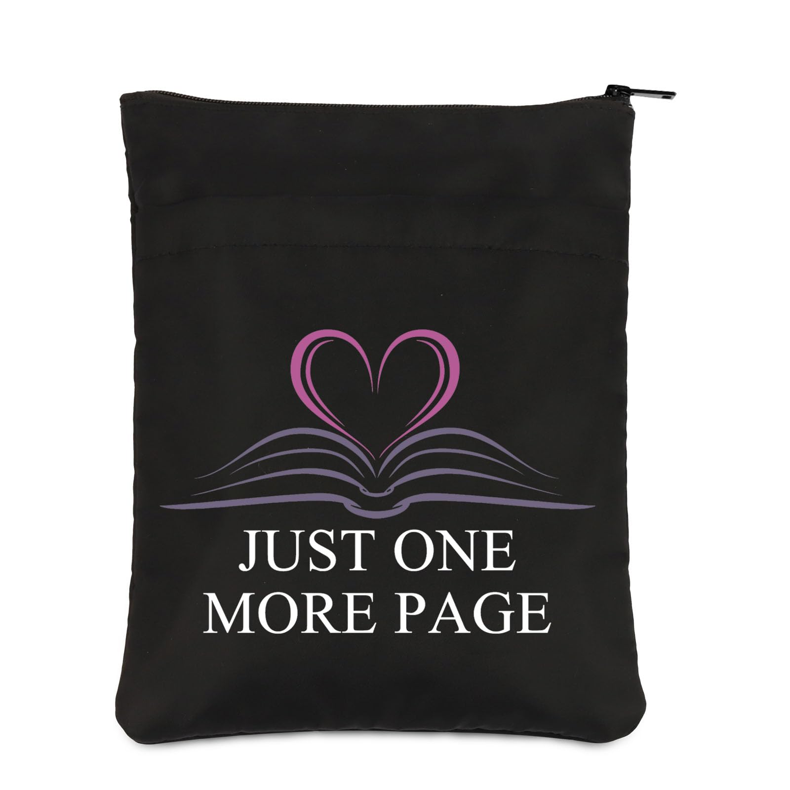 PLITI Funny Book Lover Book Sleeve Reading Gift Just One More Page Inspirational Book Protector for Book Lover (one More Page BSblU)