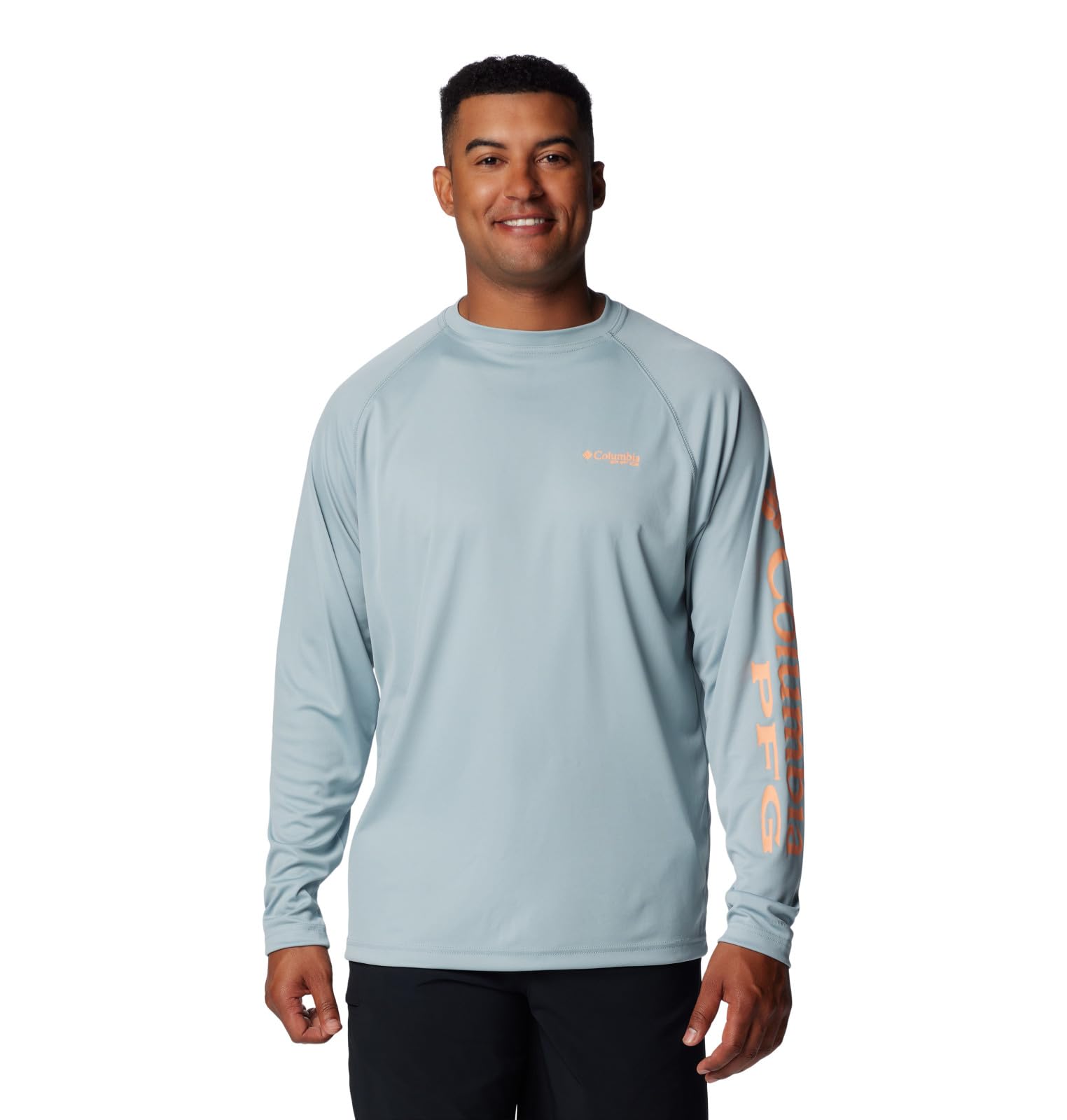 Columbia Men's Terminal Tackle Long Sleeve Shirt, Crushed Blue/Bright Nectar Logo, Large Image