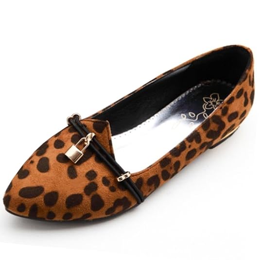 Coolcept Women Bronw Fashion Comfortable Flat Pumps Leopard Print Ballerinas Ballet Shoes 