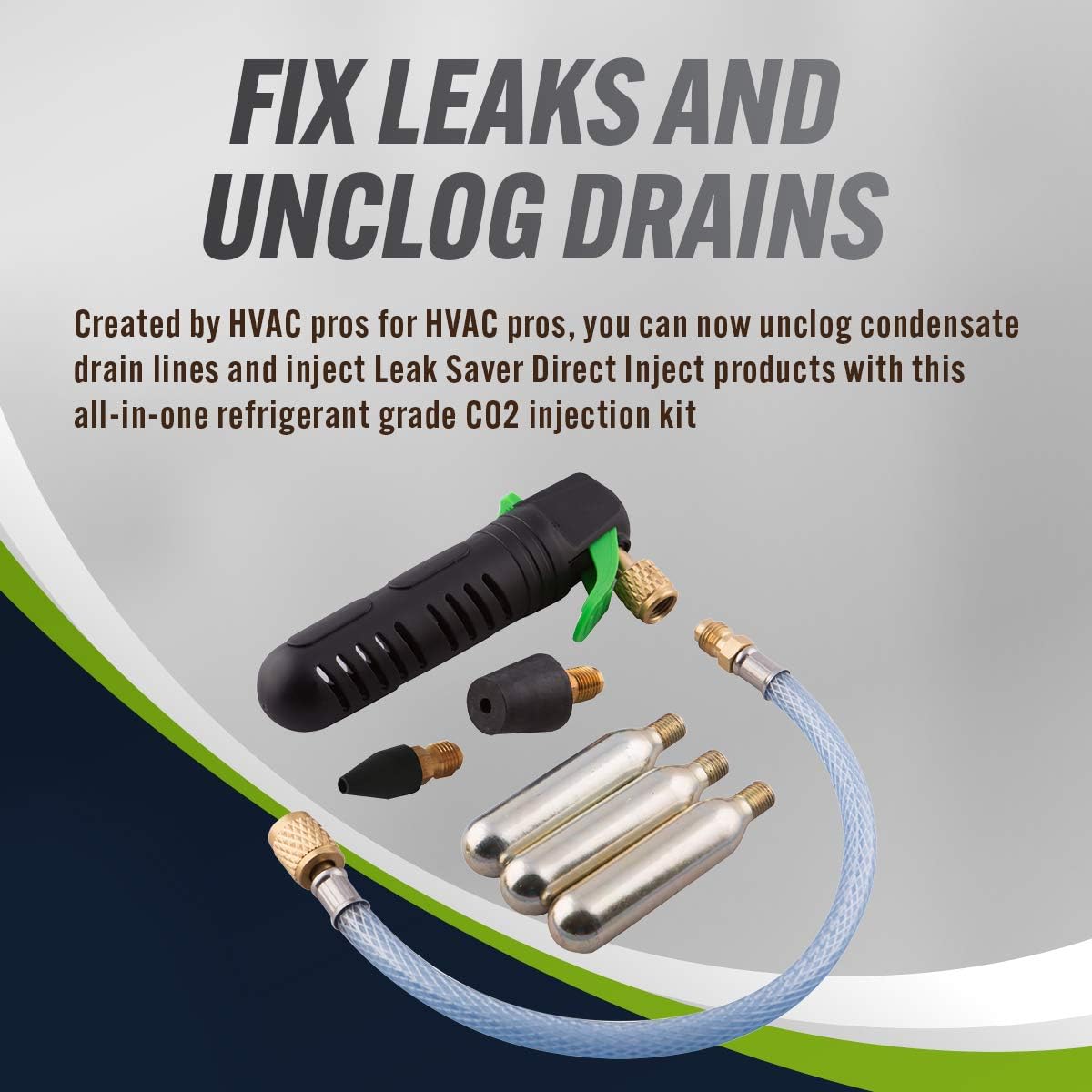 Leak Shot HVAC (by Leak Saver) - Professional Condensate Line Blaster and Leak Saver Leak Sealant Injector for Air Conditioning and Refrigeration Systems: Automotive